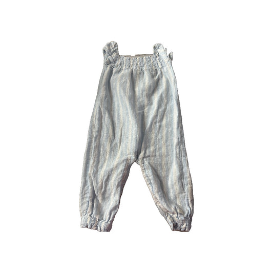 7 For All Mankind Girls Light Blue | Striped | White Romper Size: 12 months Light Blue | Striped | White