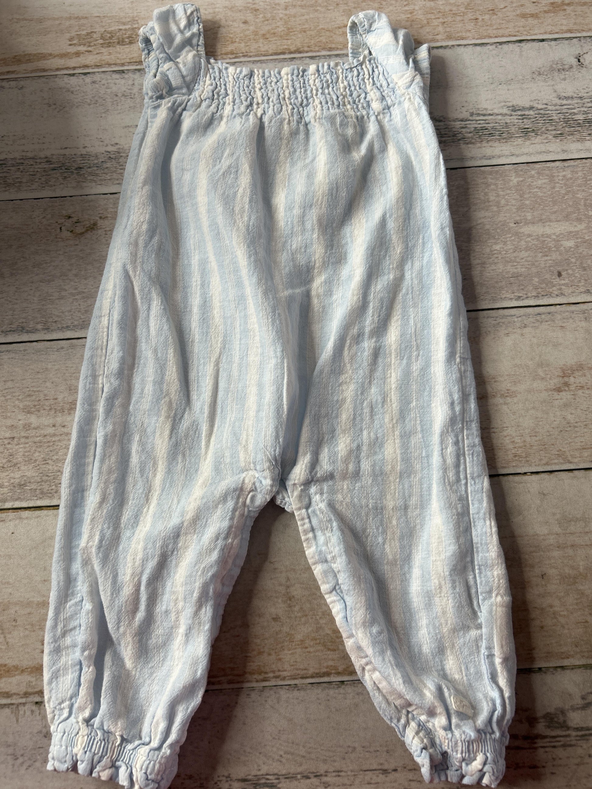 7 For All Mankind Girls Light Blue | Striped | White Romper Size: 12 months Light Blue | Striped | White