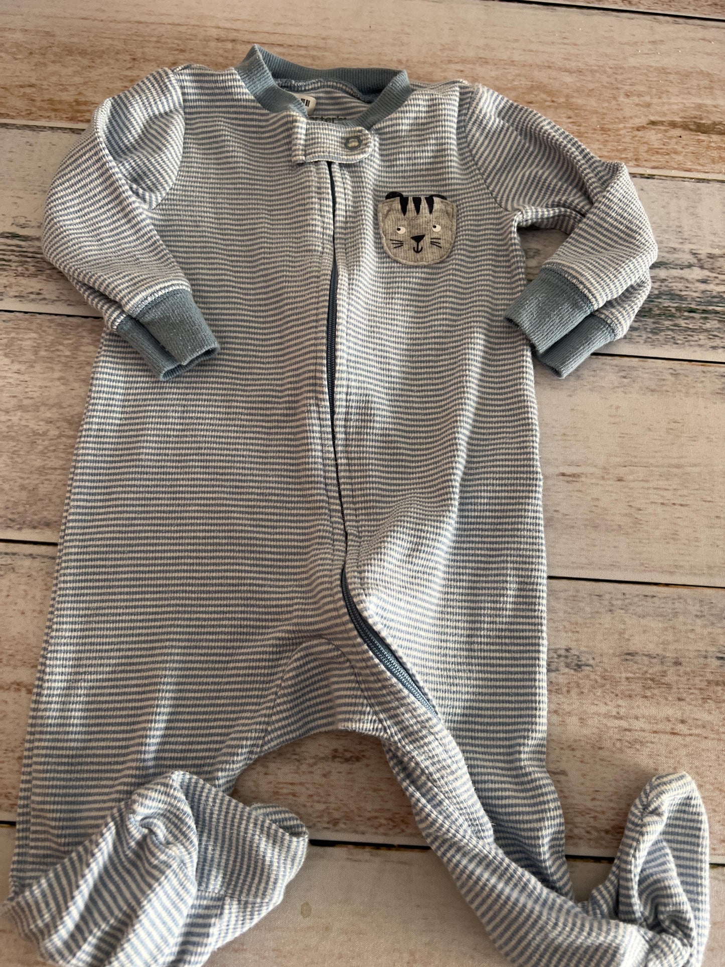 Carters Boys Light Blue | Striped Pajamas Size: 3-6 months Light Blue | Striped