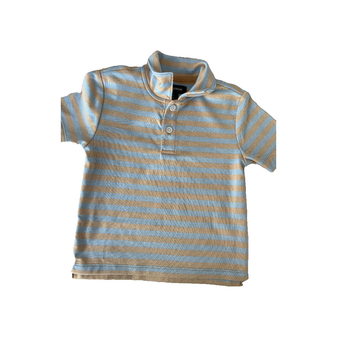 Nordstrom Boys Light Blue | Tan | Stripe Button Down Short Sleeve Size: 2T Light Blue | Tan | Stripe