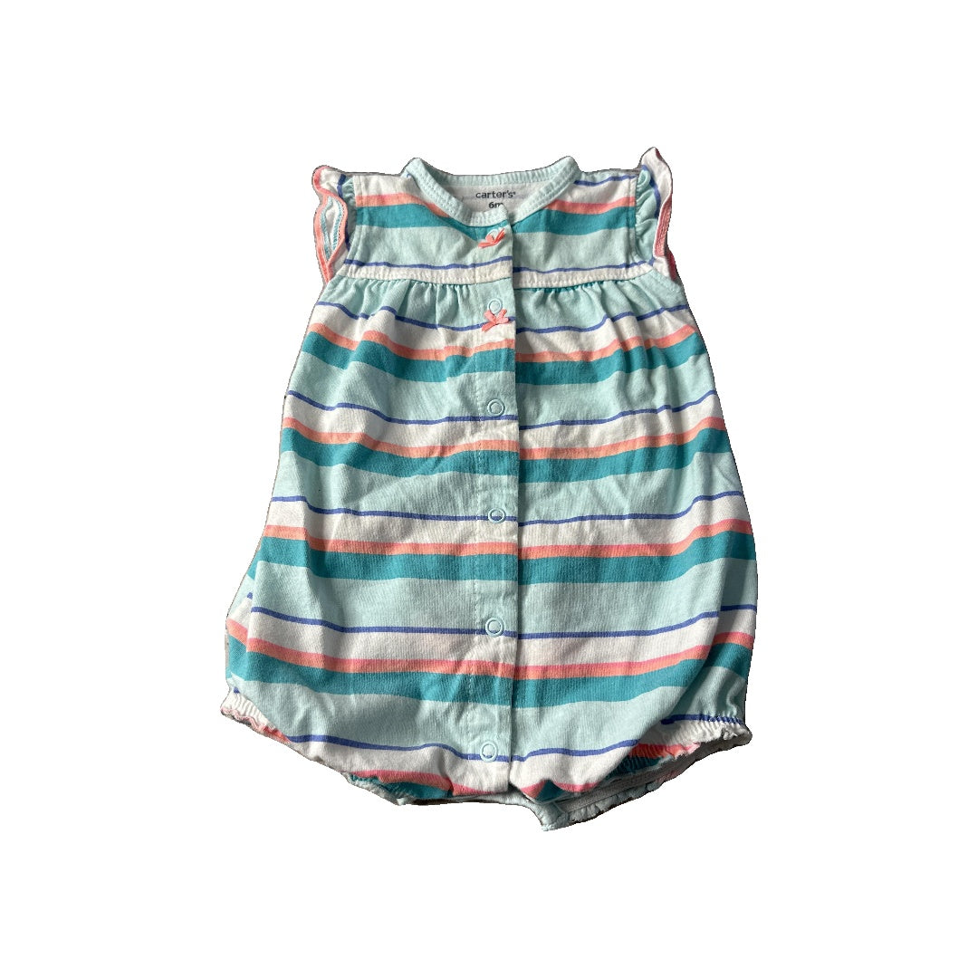 Carters Girls Light Blue | Teal | pink | Stripe Romper Size: 6 months Light Blue | Teal | pink | Stripe