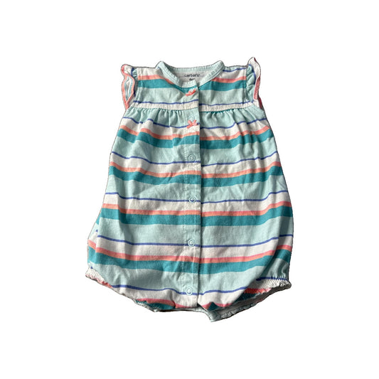 Carters Girls Light Blue | Teal | pink | Stripe Romper Size: 6 months Light Blue | Teal | pink | Stripe