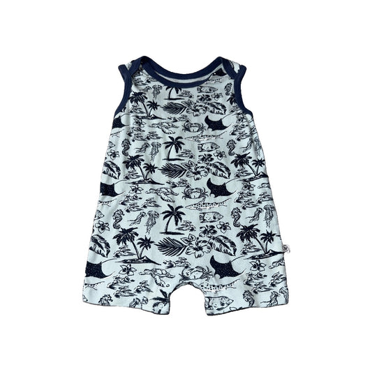 Honest co Boys Light Blue | Tropical Romper Size: 18 months Light Blue | Tropical
