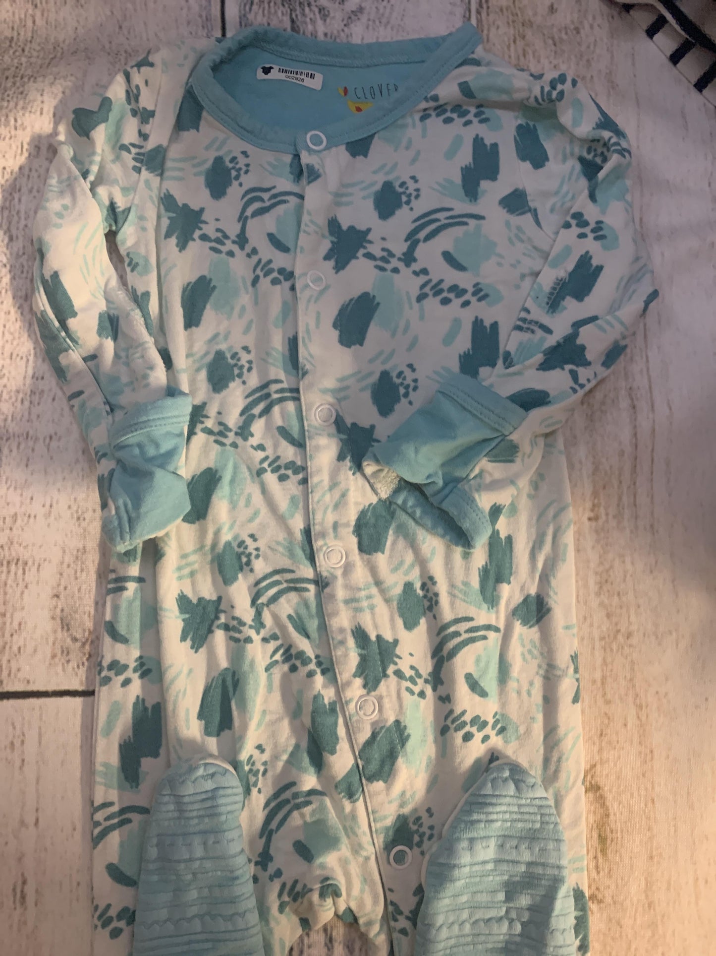 Clover Baby & Kids Unisex Light Blue | Turquoise | White Pajamas Size: 12-18 months Light Blue | Turquoise | White