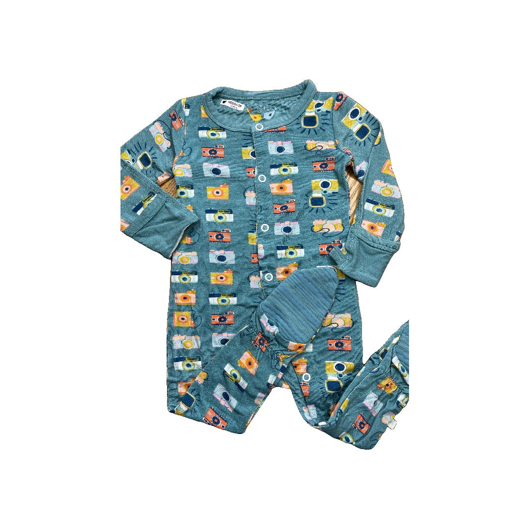Clover Baby & Kids Unisex Light Blue | Turquoise | Yellow Pajamas Size: 18 months Light Blue | Turquoise | Yellow