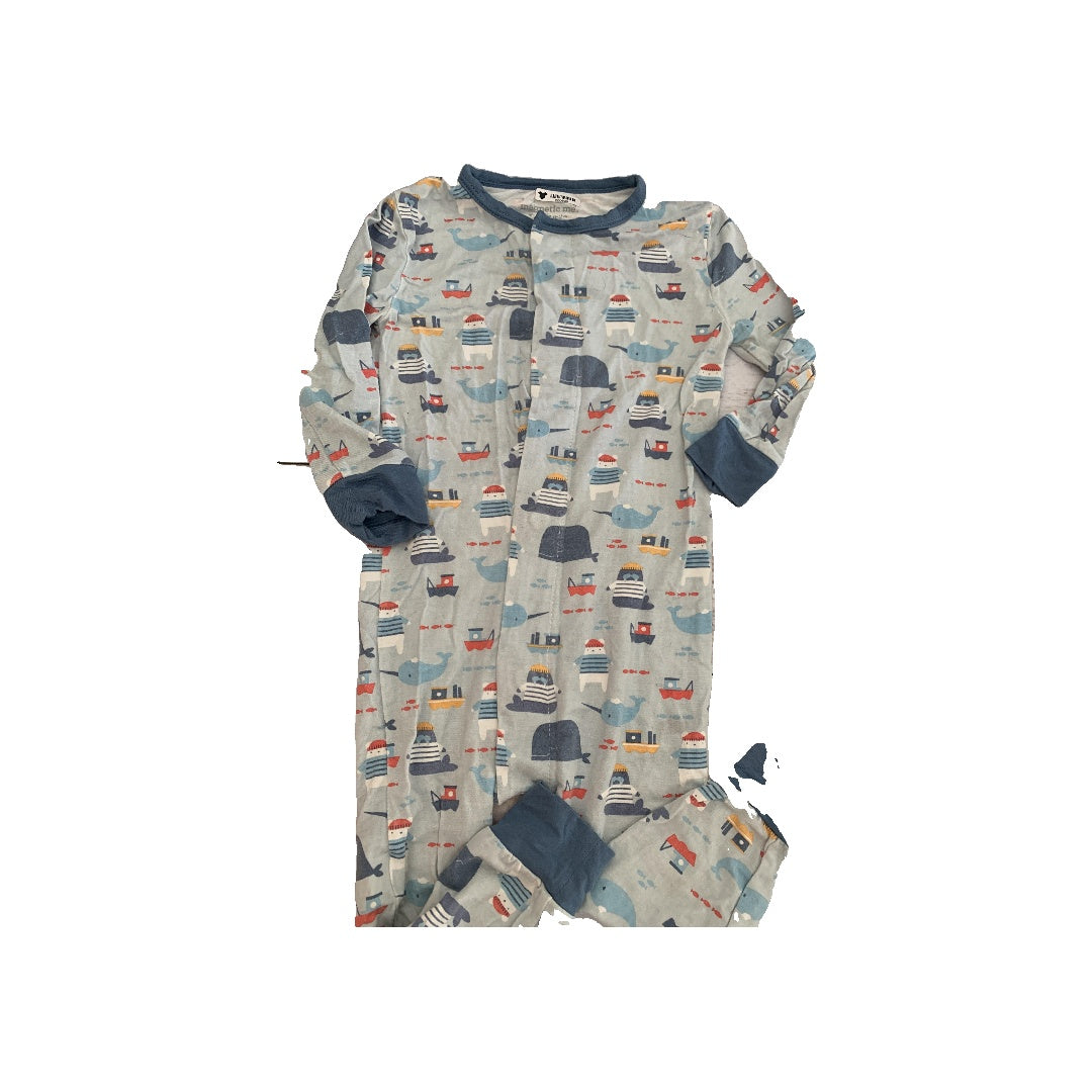 Magnetic Me Unisex Light Blue | whales | Boats Pajamas Size: 9-12 Months Light Blue | whales | Boats