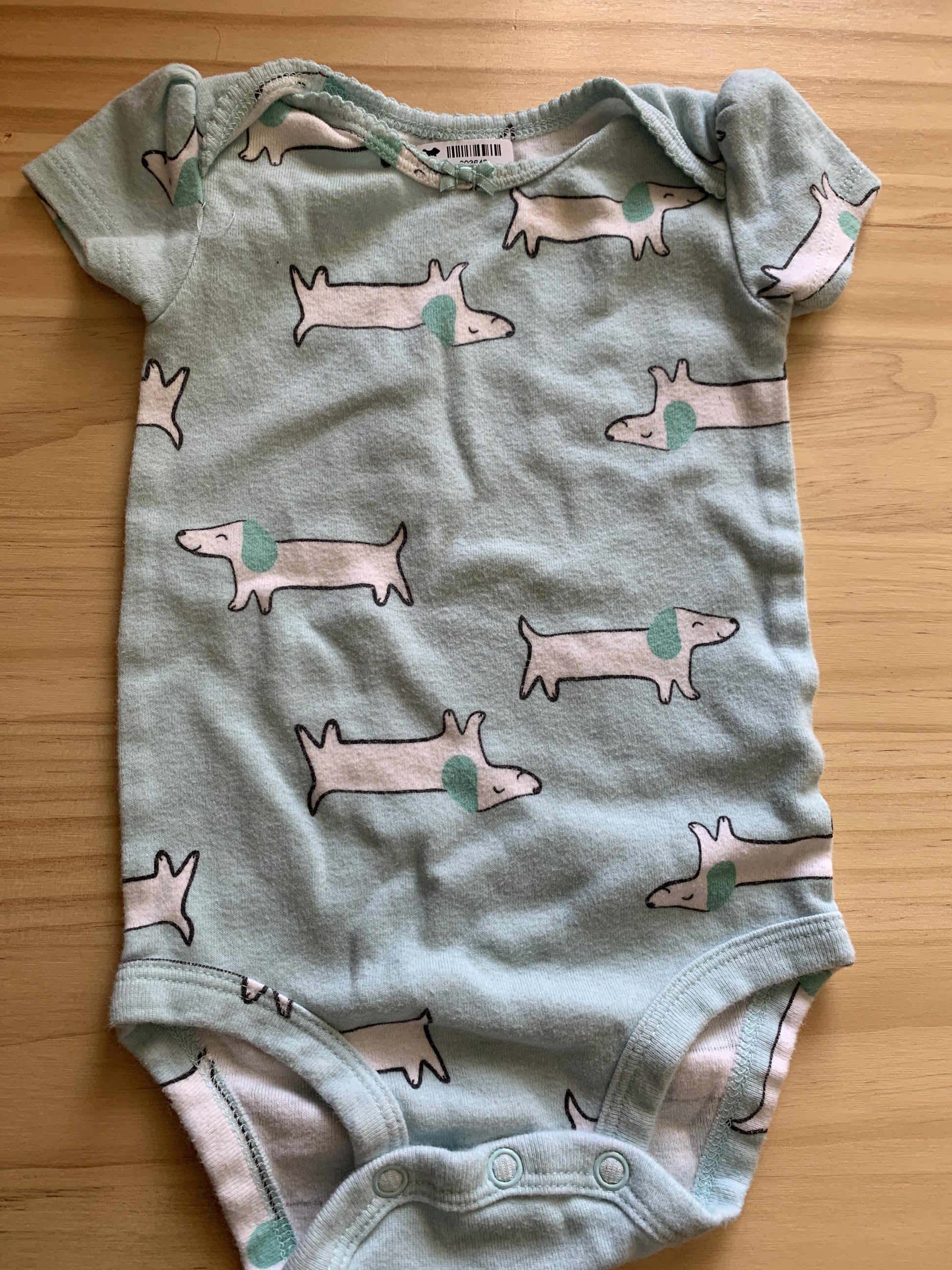 Girls Light Blue | White | dog Onesie Size: 6 months Light Blue | White | dog