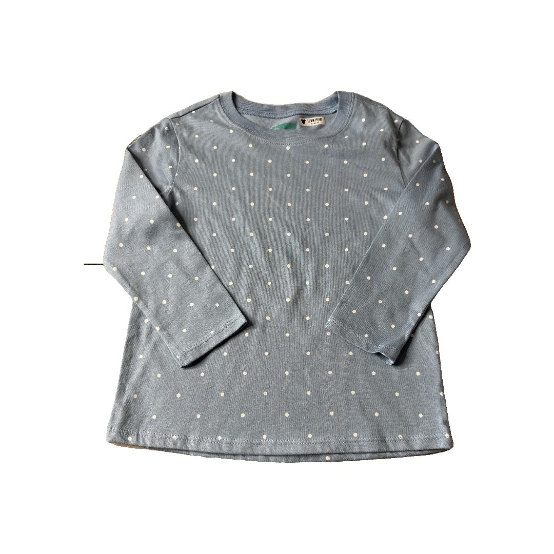 Mighty Goods Girls Light Blue | White | Dots Long Sleeve T-Shirt Size: 2T Light Blue | White | Dots