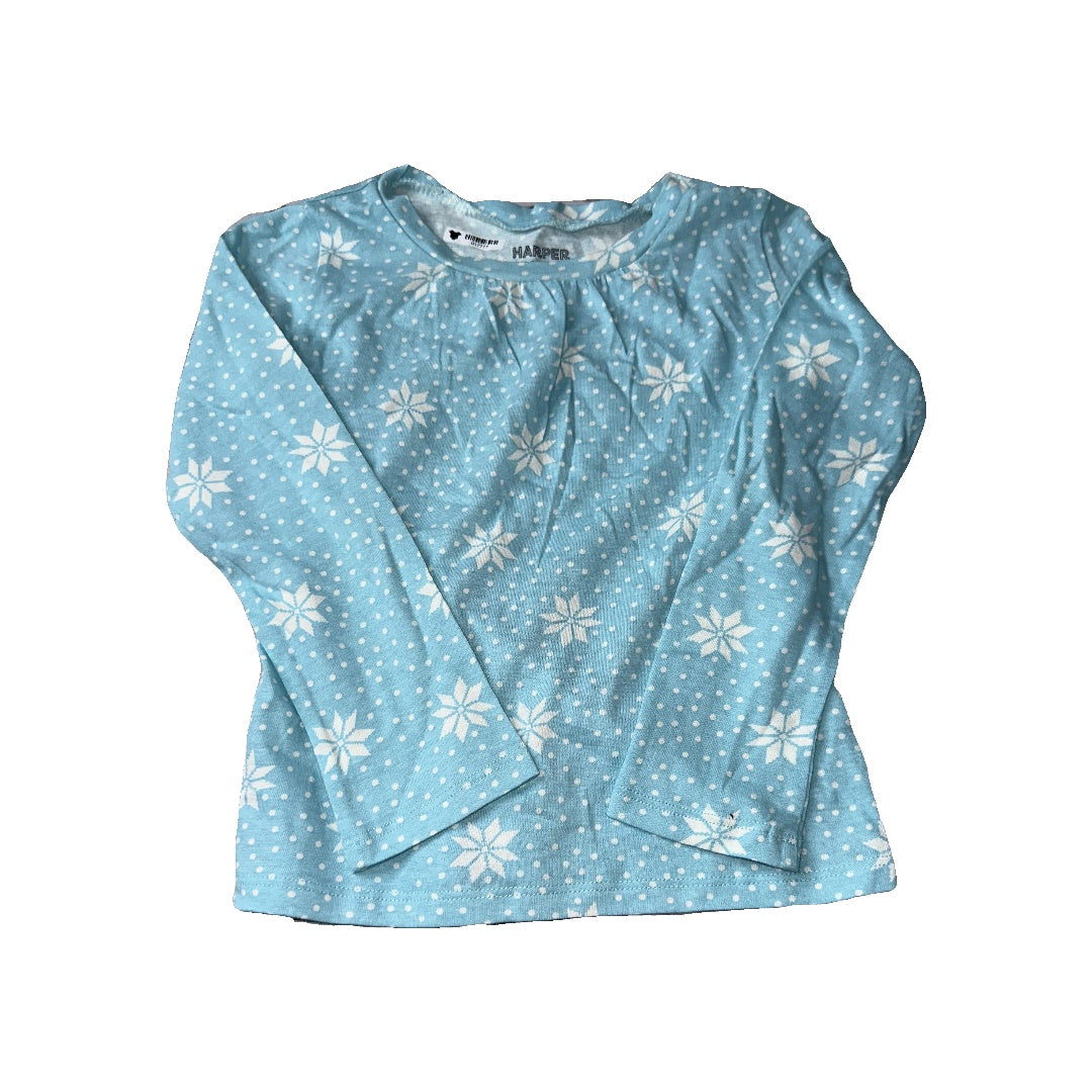 Harper Canyon Girls Light Blue | White | Holiday Long Sleeve Shirt Size: 3T Light Blue | White | Holiday