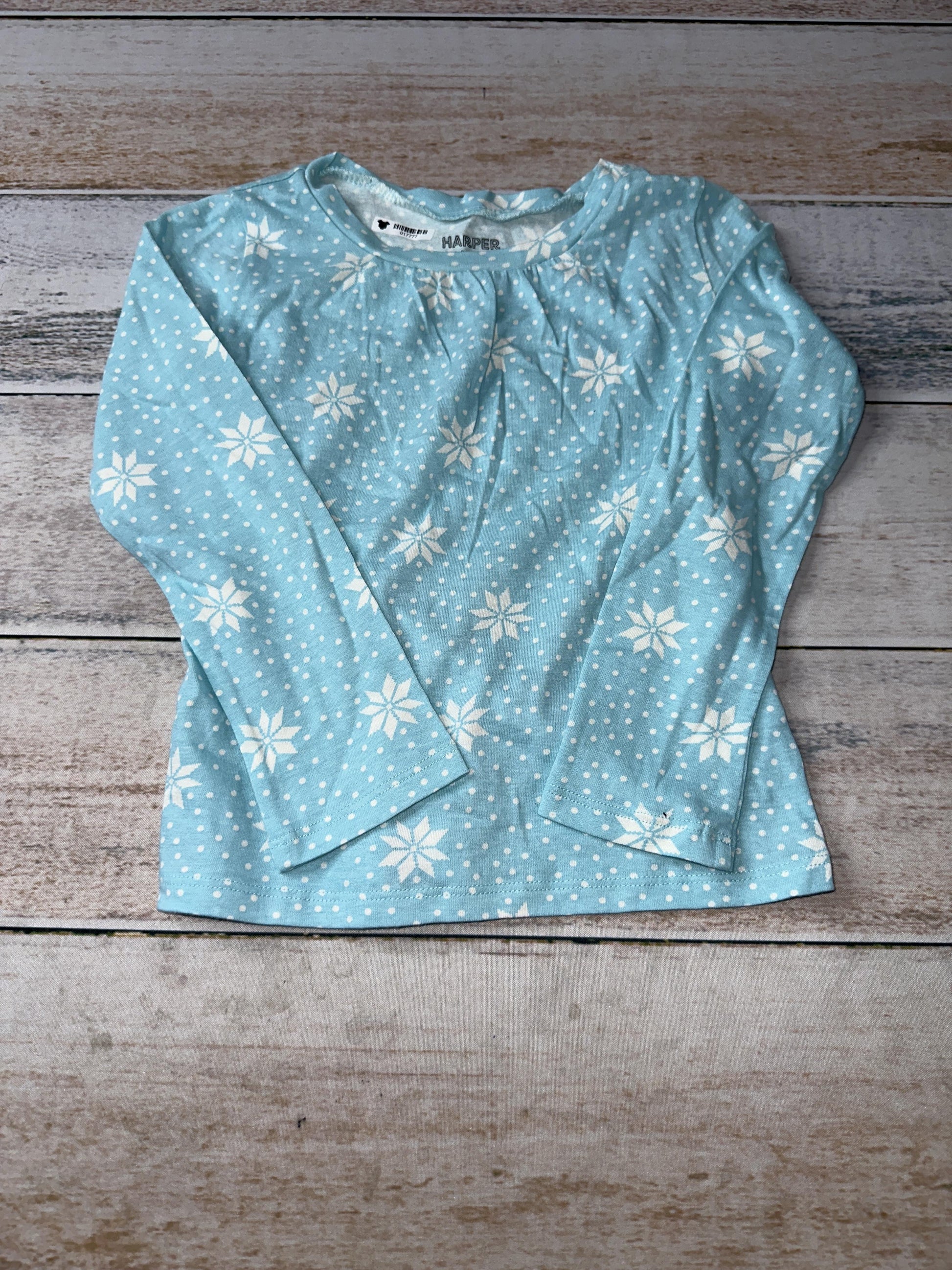 Harper Canyon Girls Light Blue | White | Holiday Long Sleeve Shirt Size: 3T Light Blue | White | Holiday