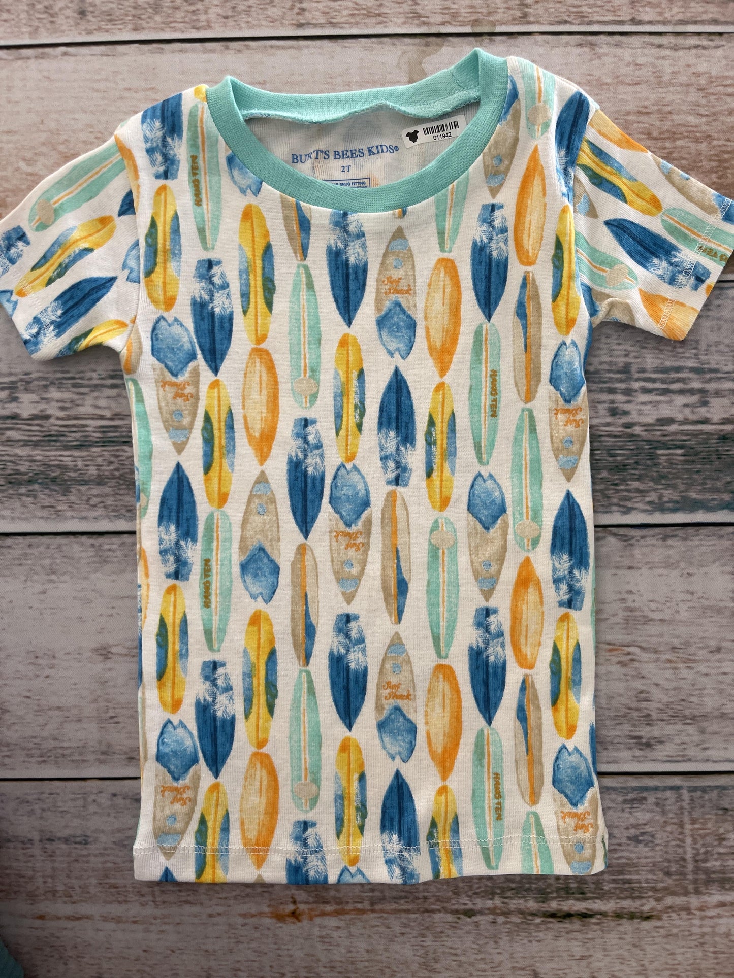 Burt's Bees Unisex Light Blue | White | light green Pajamas Size: 2T Light Blue | White | light green