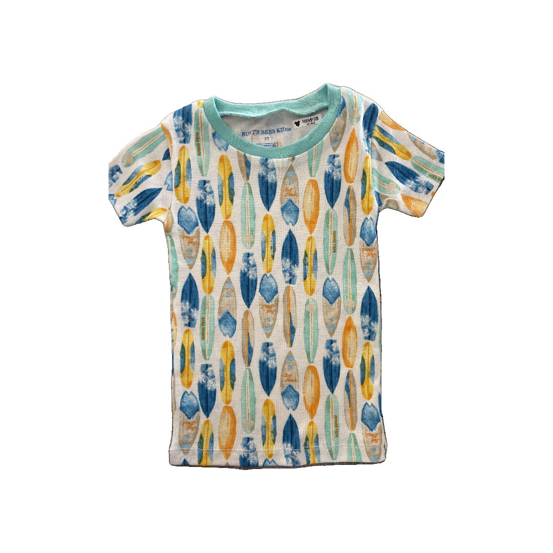 Burt's Bees Unisex Light Blue | White | light green Pajamas Size: 2T Light Blue | White | light green