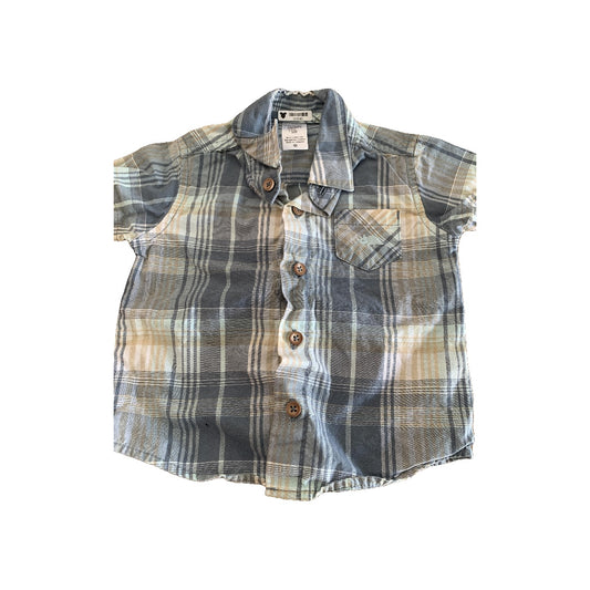Carters Boys Light Blue | White | plaid Button Down Short Sleeve Size: 3 months Light Blue | White | plaid