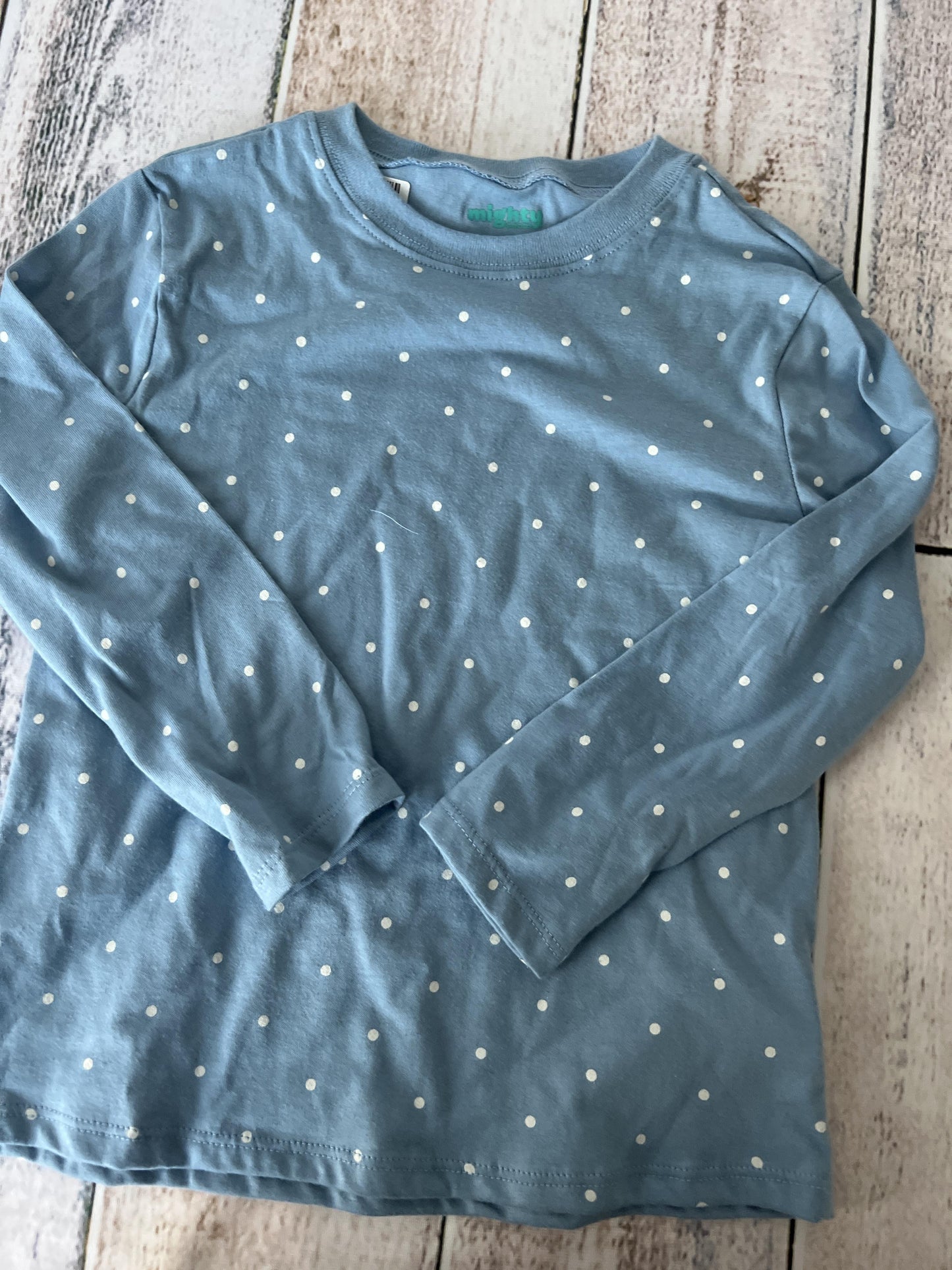 Mighty Girls Light Blue | White | polka dot Long Sleeve Shirt Size: 3T Light Blue | White | polka dot