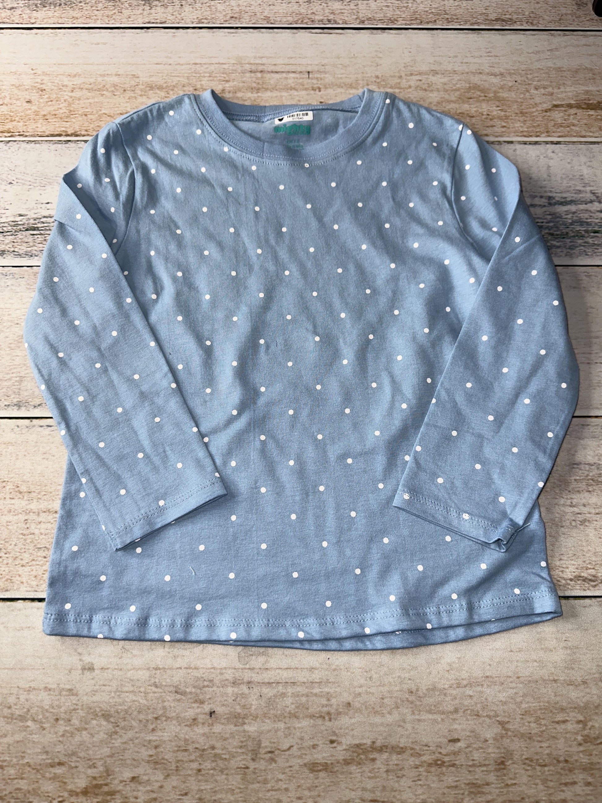 Mighty Goods Girls Light Blue | White | polka dot Long Sleeve Shirt Size: 4T Light Blue | White | polka dot