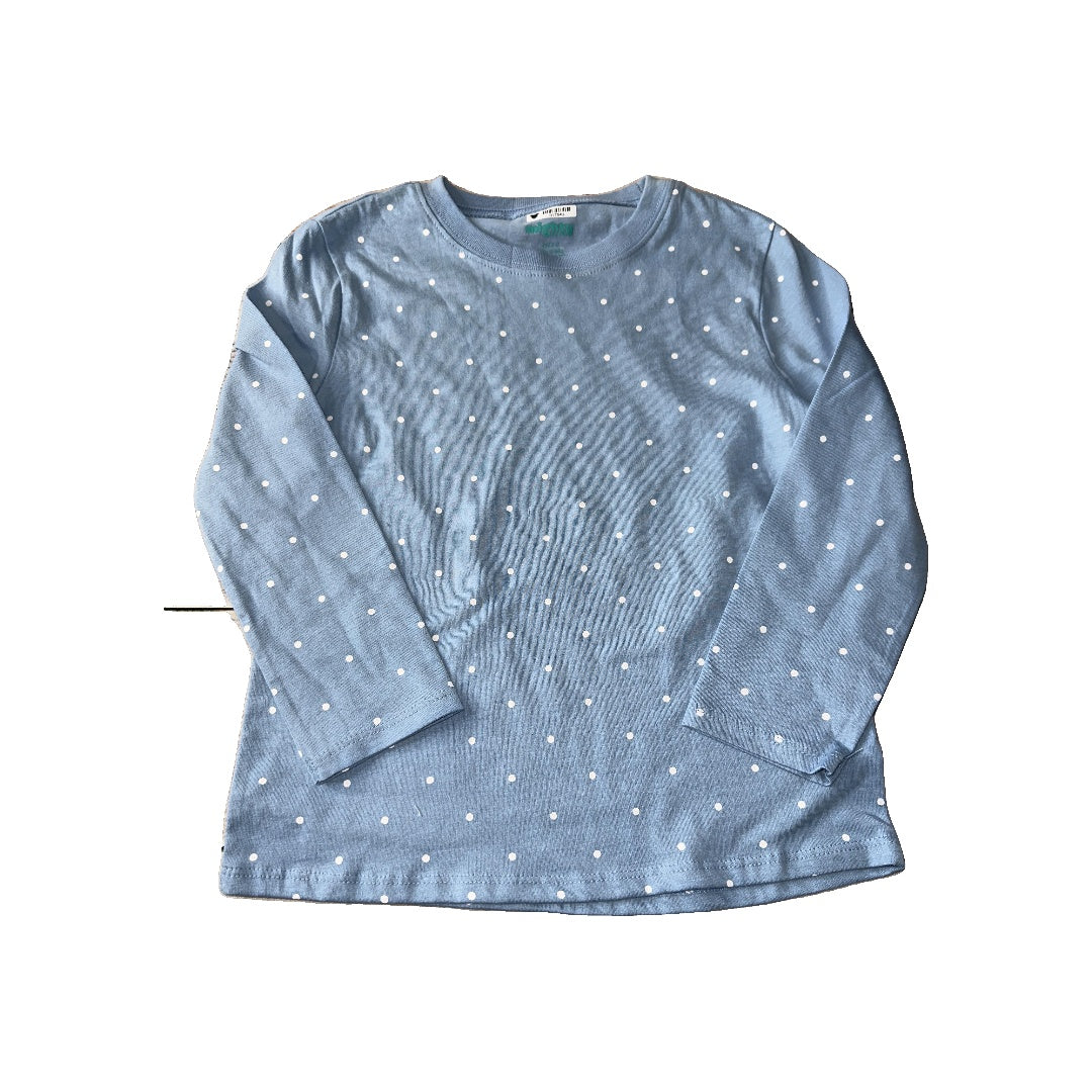 Mighty Goods Girls Light Blue | White | polka dot Long Sleeve Shirt Size: 4T Light Blue | White | polka dot