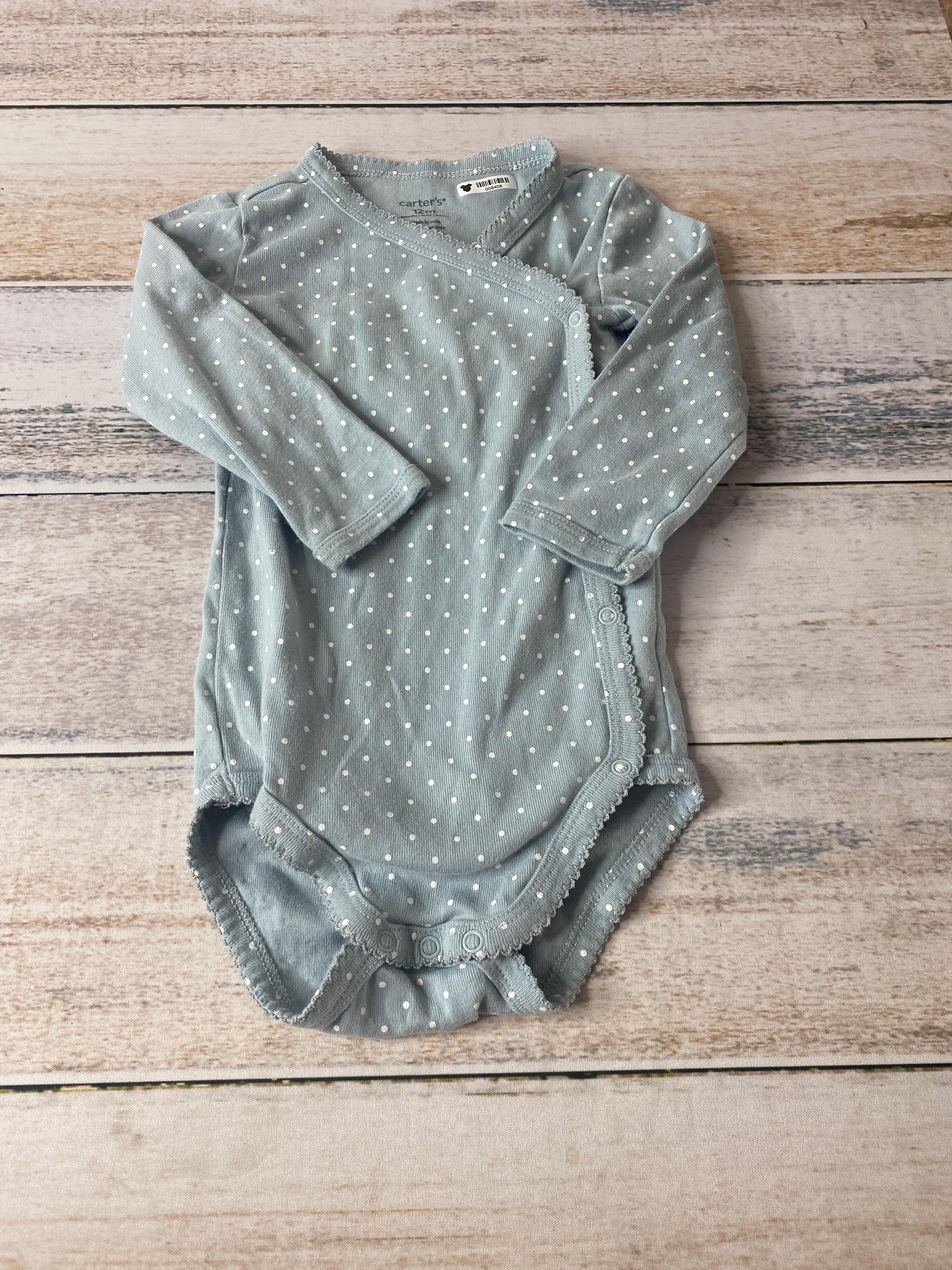 Carters Girls Light Blue | White | polka dot Onesie Size: 12 months Light Blue | White | polka dot