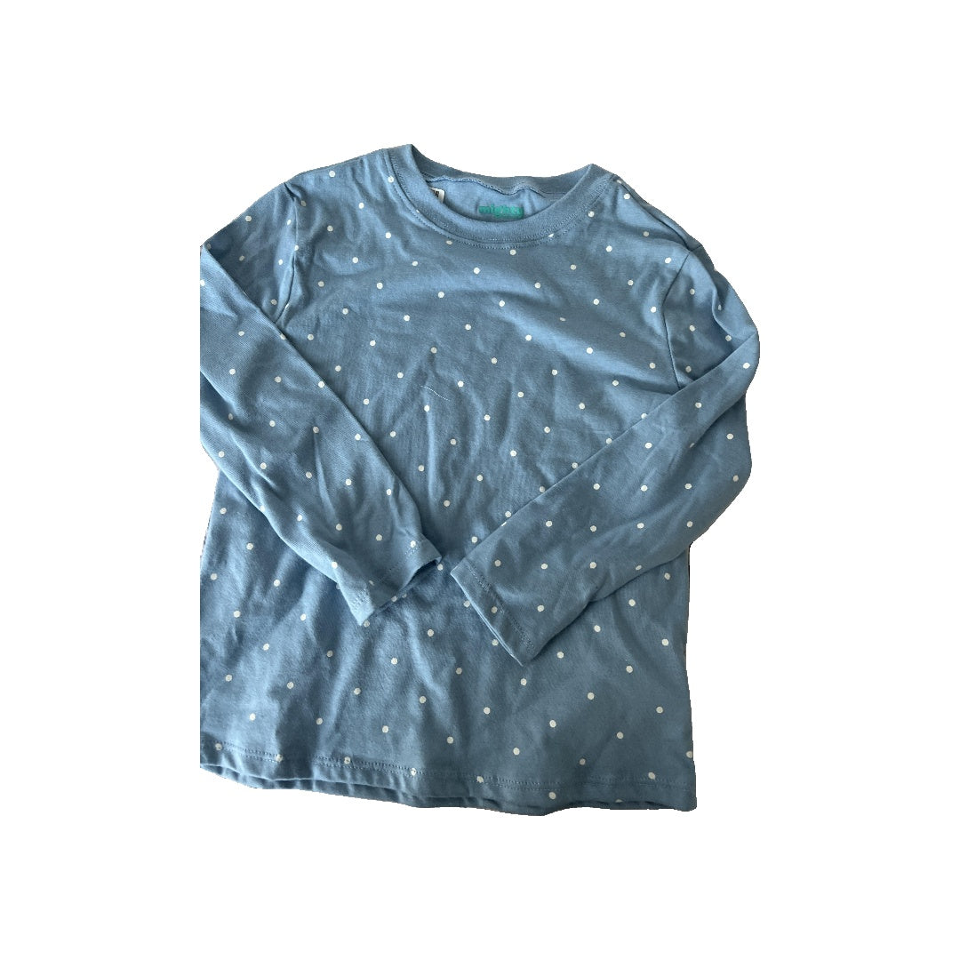 Mighty Girls Light Blue | White | polka dot Long Sleeve Shirt Size: 3T Light Blue | White | polka dot