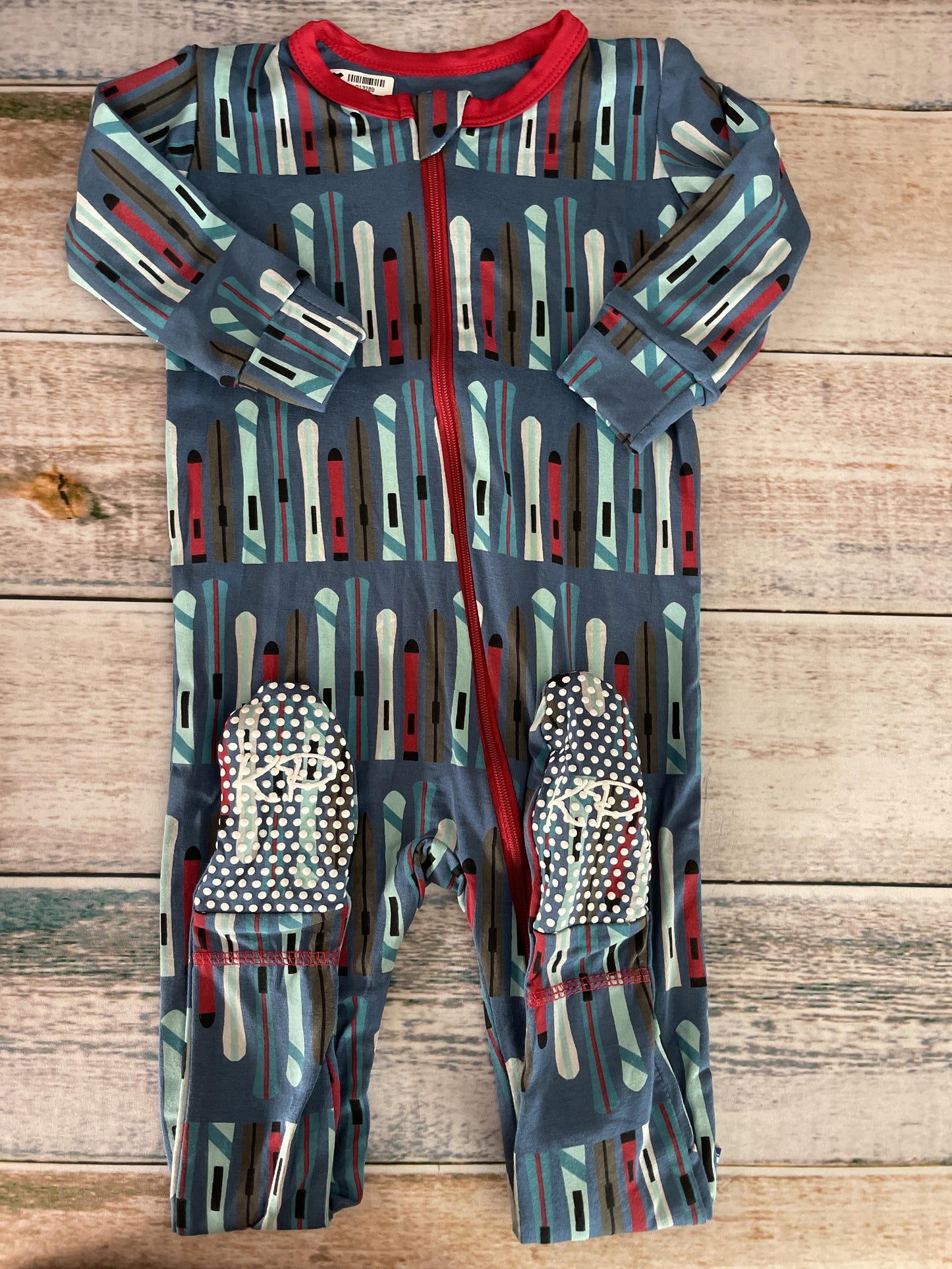 KicKee Pants Unisex Light Blue | White | Red Pajamas Size: 18-24 months Light Blue | White | Red