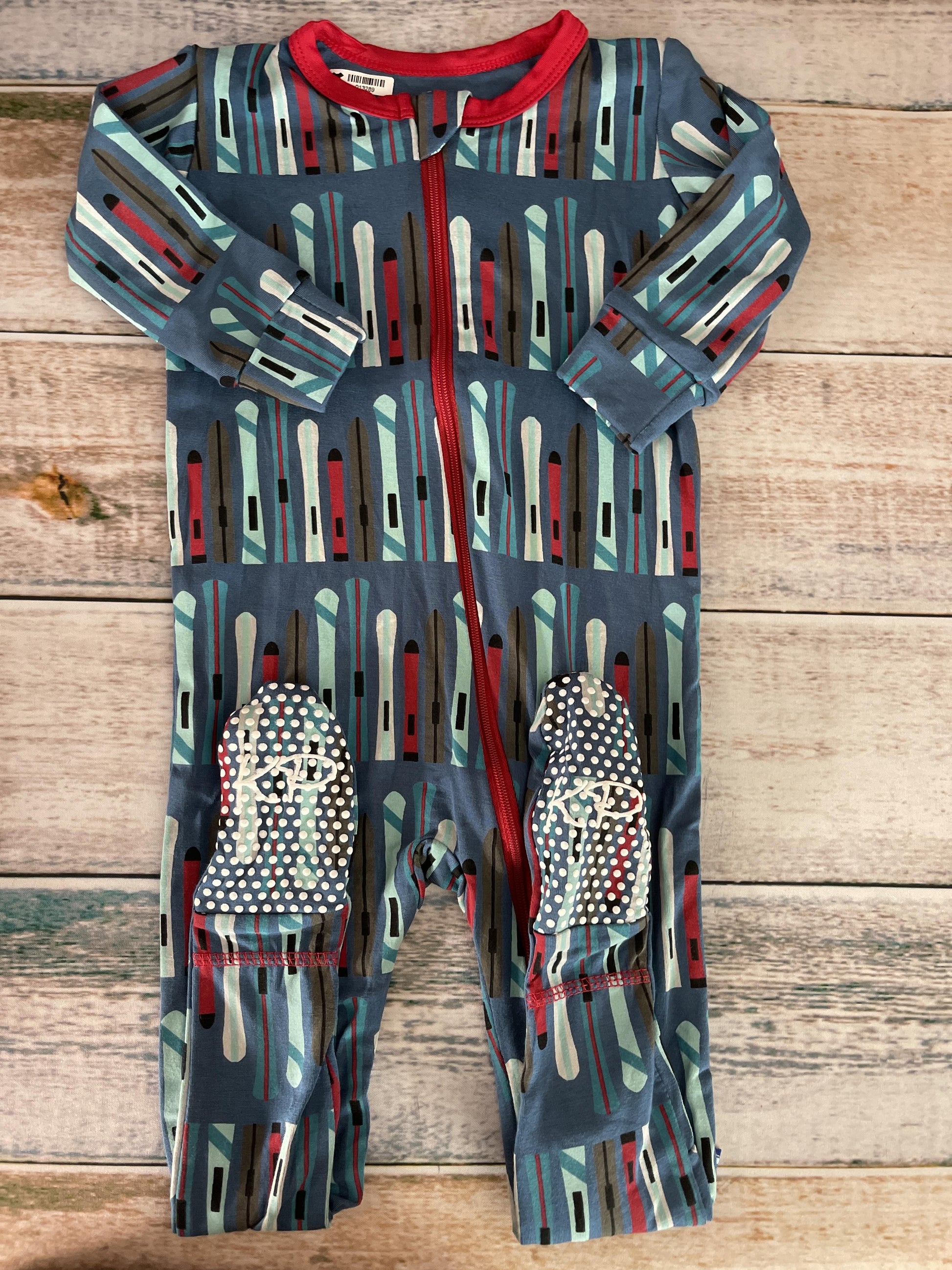 KicKee Pants Unisex Light Blue | White | Red Pajamas Size: 18-24 months Light Blue | White | Red