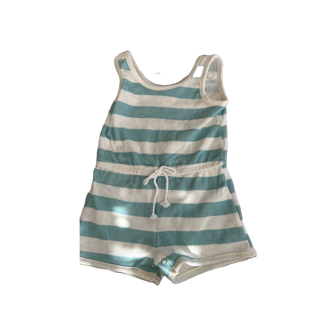 Grayson mini Unisex Light Blue | White | Stripe Romper Size: 18 months Light Blue | White | Stripe