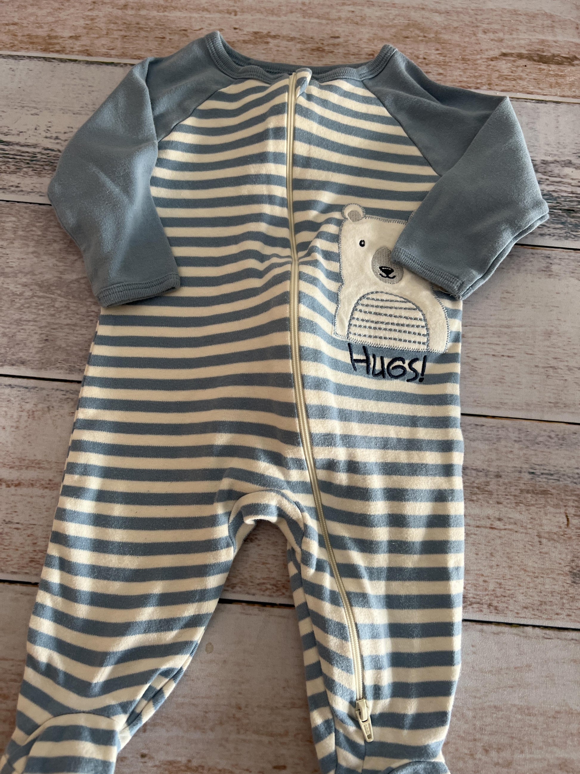 WonderNation Boys Light Blue | White | Stripe Pajamas Size: 3-6 months Light Blue | White | Stripe
