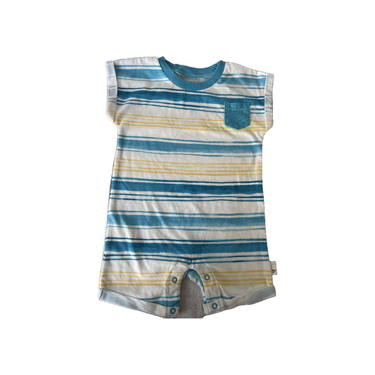Burt's Bees Boys Light Blue | White | Stripe Romper Size: 6-9 months Light Blue | White | Stripe