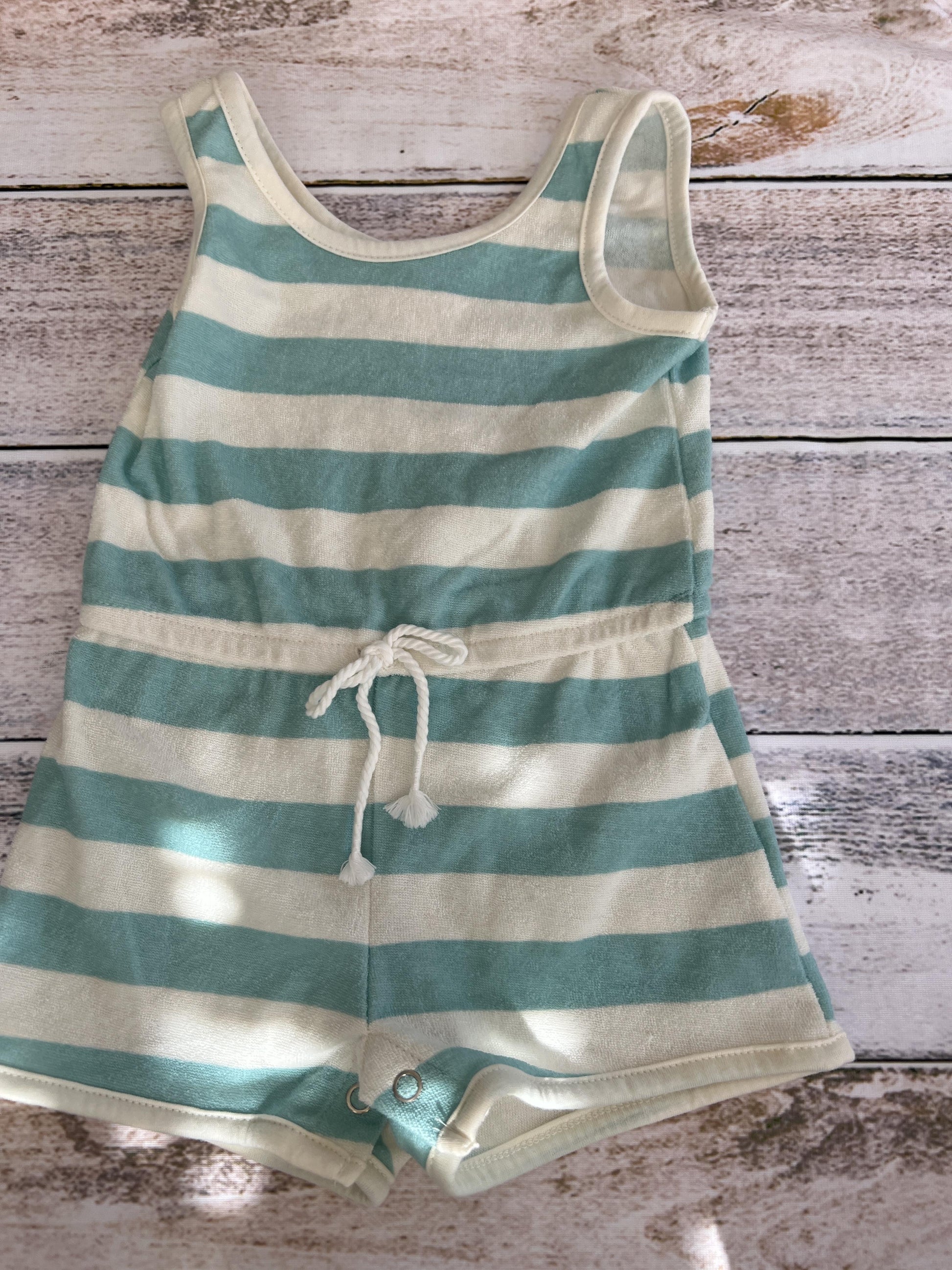 Grayson mini Unisex Light Blue | White | Stripe Romper Size: 18 months Light Blue | White | Stripe