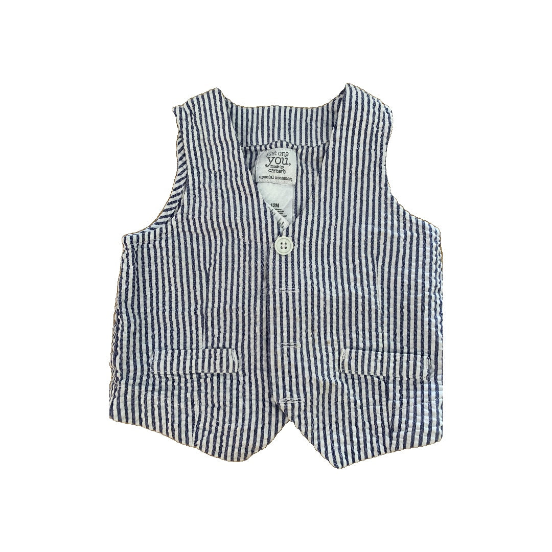 Carters Boys Light Blue | White | Stripe Vest Size: 12 months Light Blue | White | Stripe