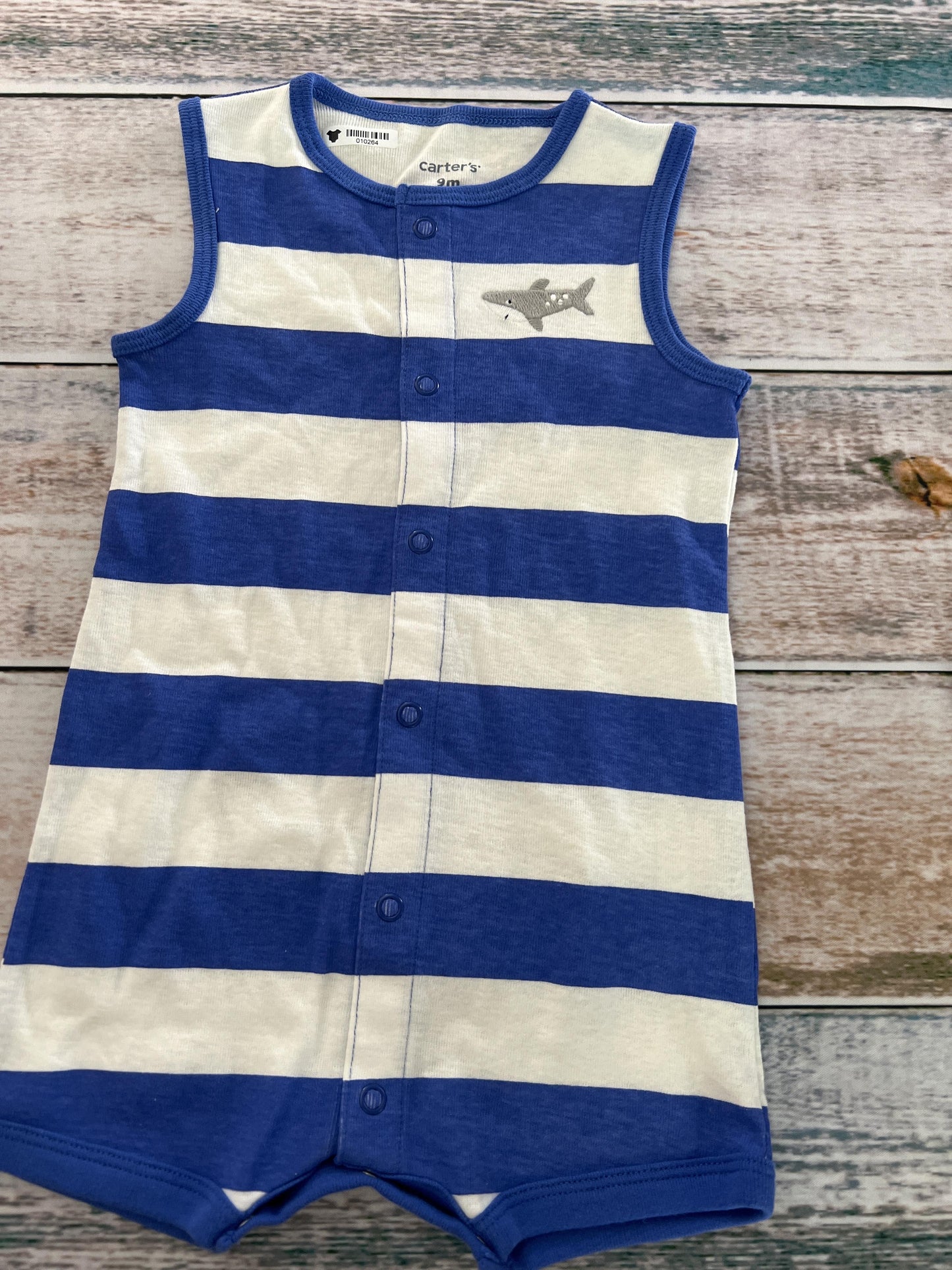 Carters Boys Light Blue | White | Stripe Romper Size: 9 months Light Blue | White | Stripe