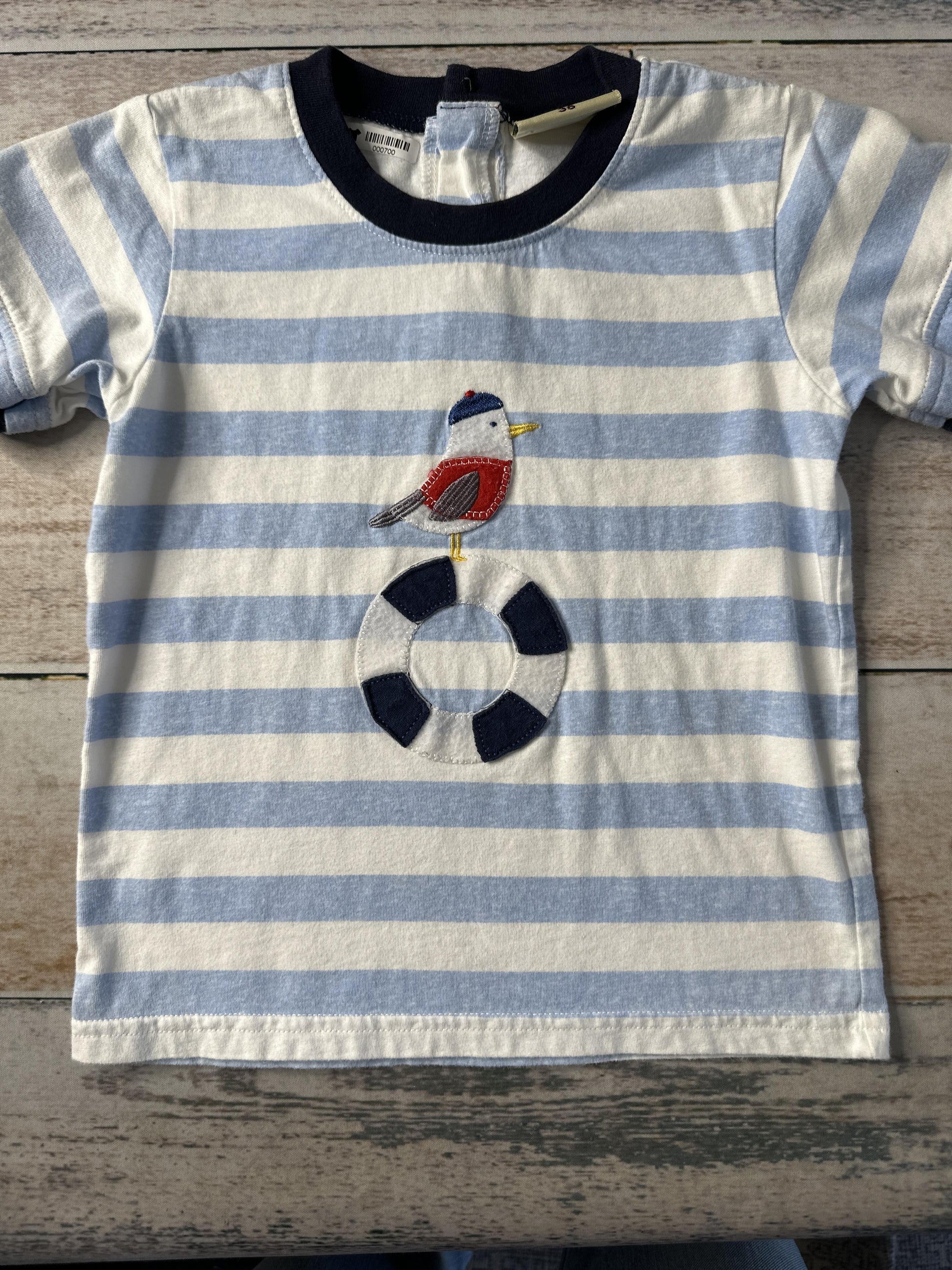 BabyStone Boys Light Blue | White | Striped | Boats T-Shirt Size: 2 years Light Blue | White | Striped | Boats