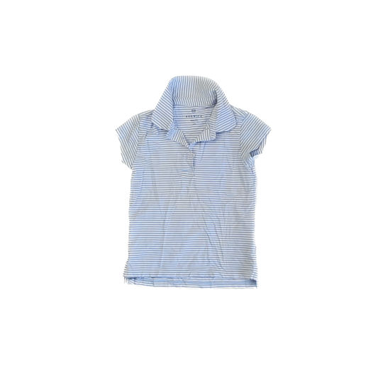 Renwick Girls Light Blue | White Striped Polo Shirt Size: 4-5T Light Blue | White Striped