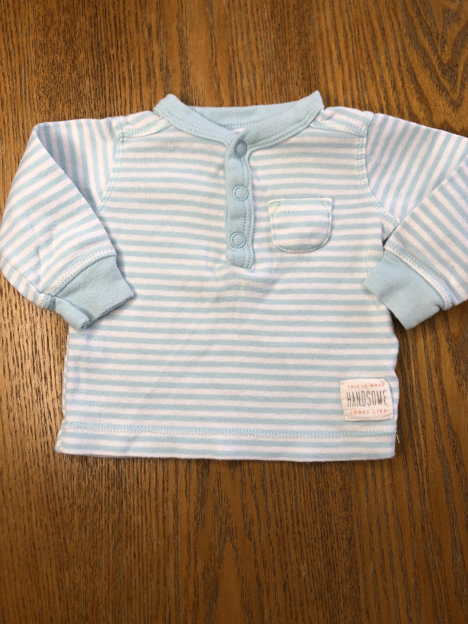 Carters Boys Light Blue | White | Striped T-Shirt Size: Newborn Light Blue | White | Striped