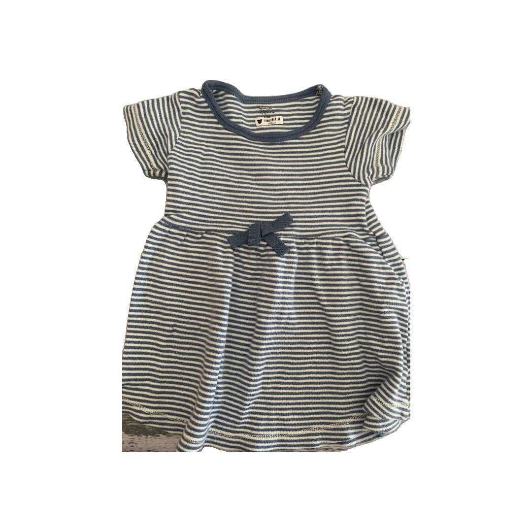 Touched by Nature Girls Light Blue | White | Striped Dress Size: 6-9 months Light Blue | White | Striped