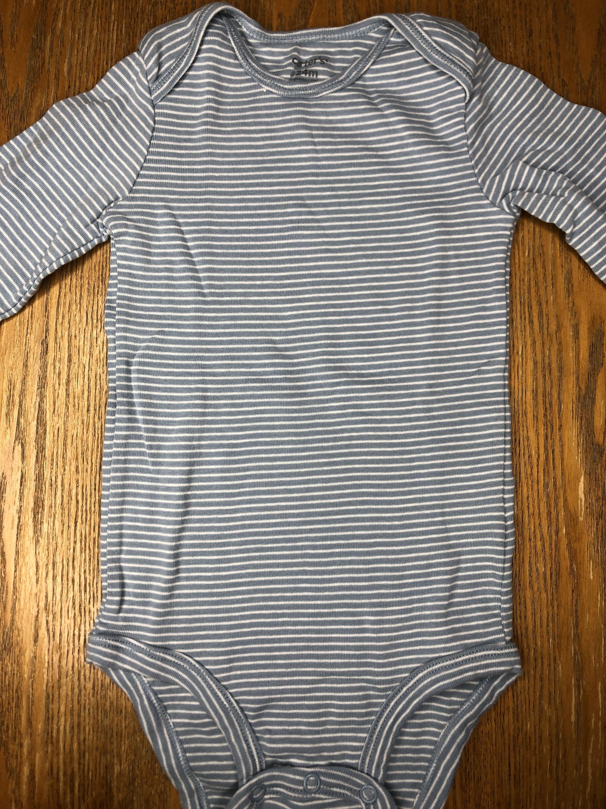 Carters Boys Light Blue | White | Striped Onesie Size: 24 months Light Blue | White | Striped