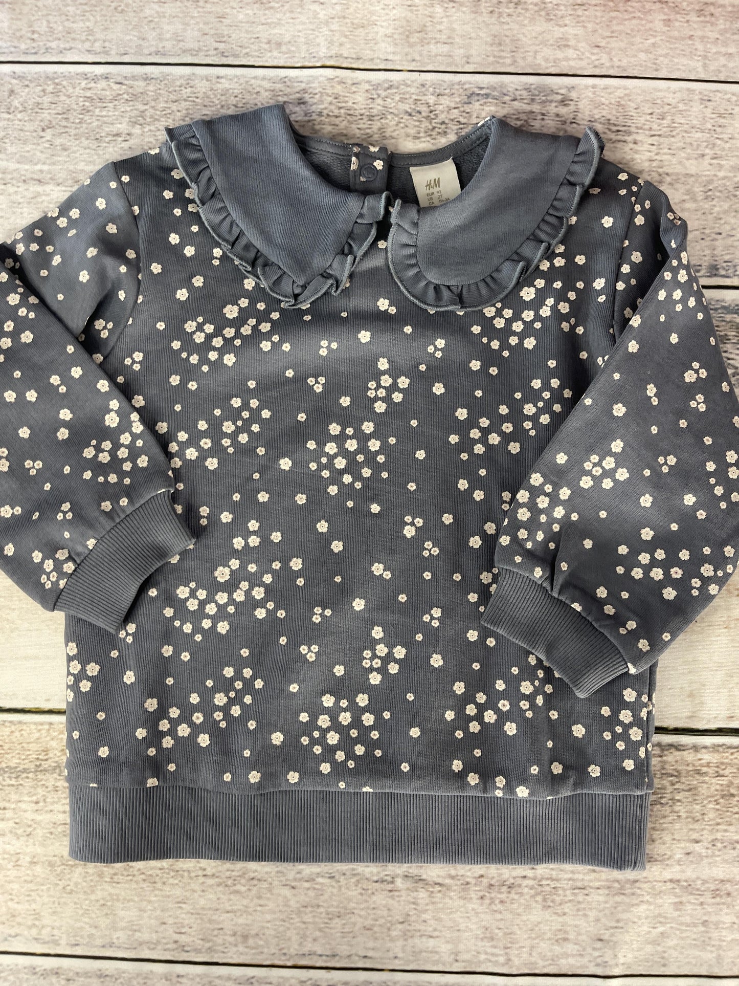 H&M Girls Light Blue | White Sweatshirt Size: 2T Light Blue | White