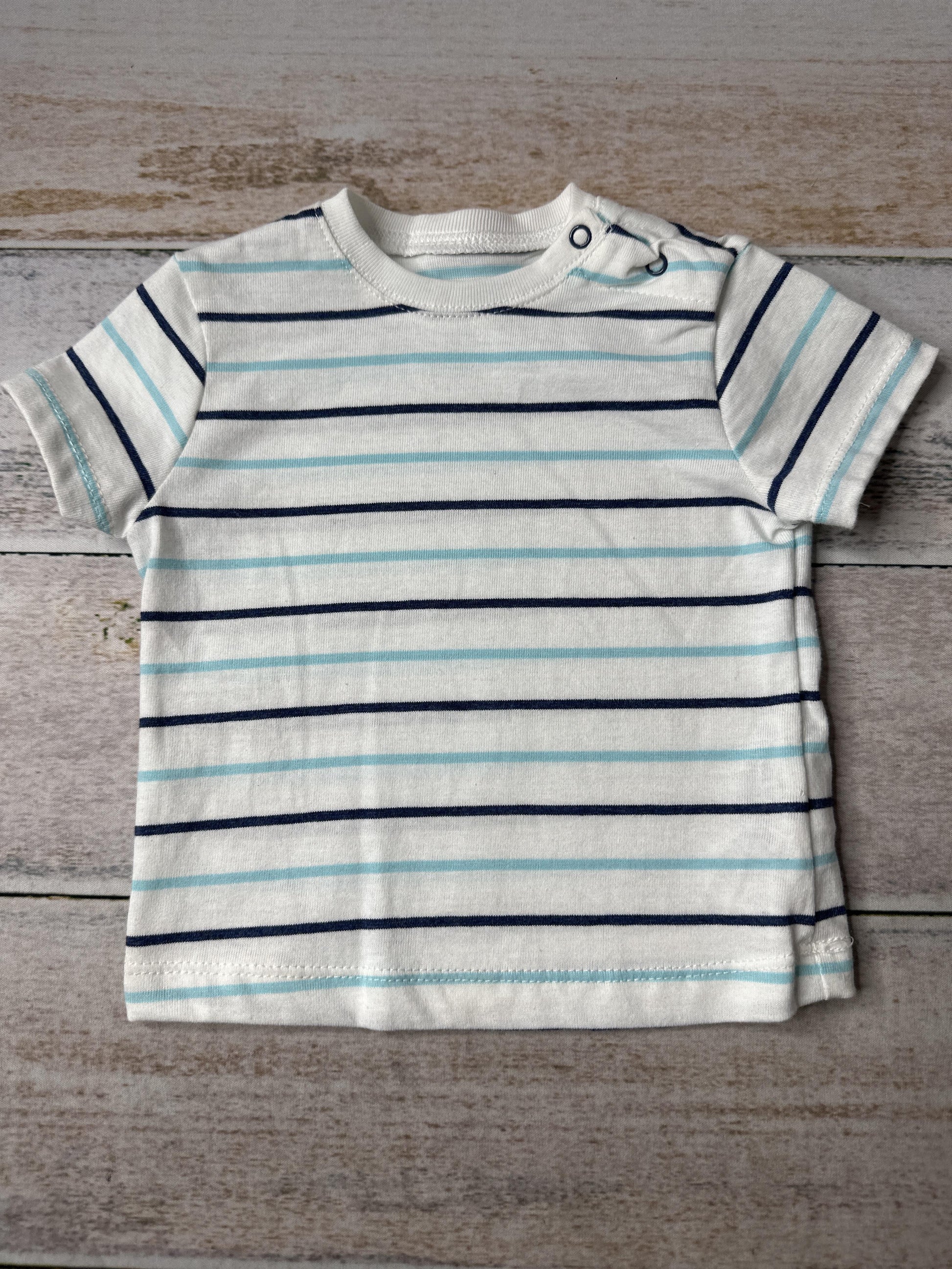 Little Me Boys Light Blue | White T-Shirt Size: 3-6 months Light Blue | White