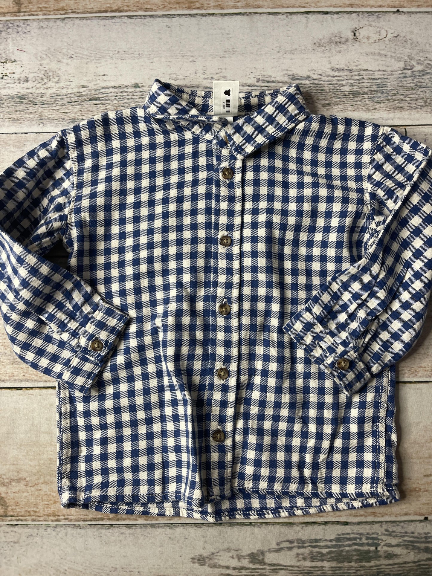 H&M Unisex Light Blue | White Button Down Short Sleeve Size: 18 months Light Blue | White
