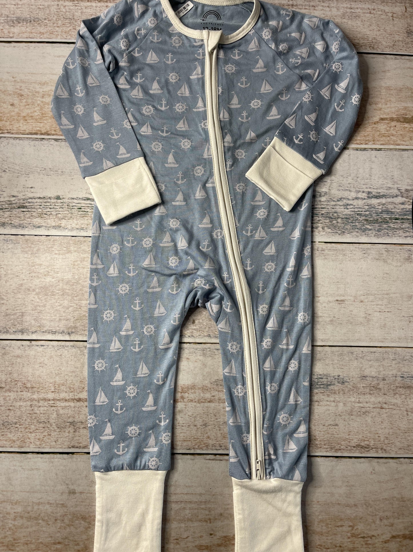 Emerson Boys Light Blue | White Pajamas Size: 18 months Light Blue | White