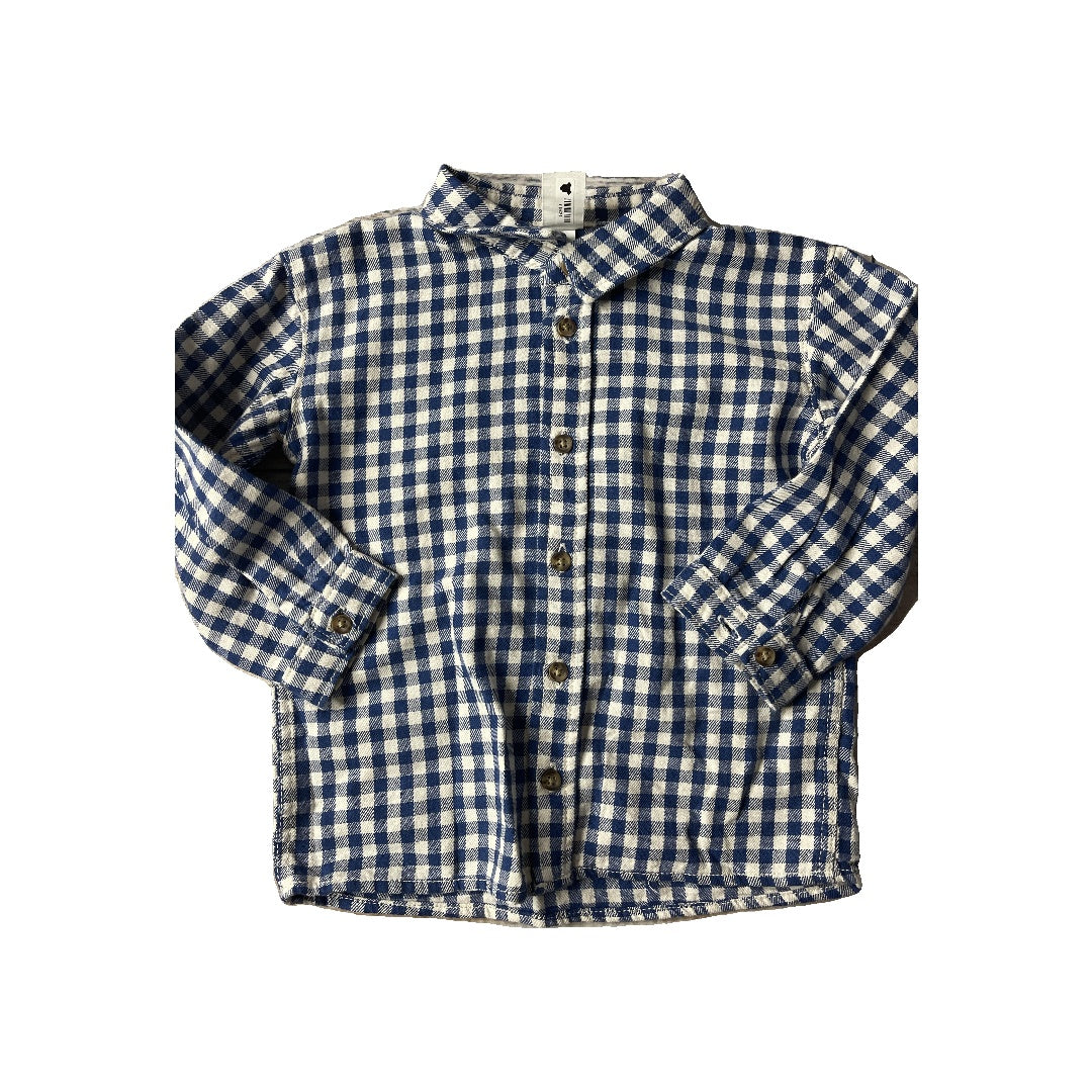 H&M Unisex Light Blue | White Button Down Short Sleeve Size: 18 months Light Blue | White