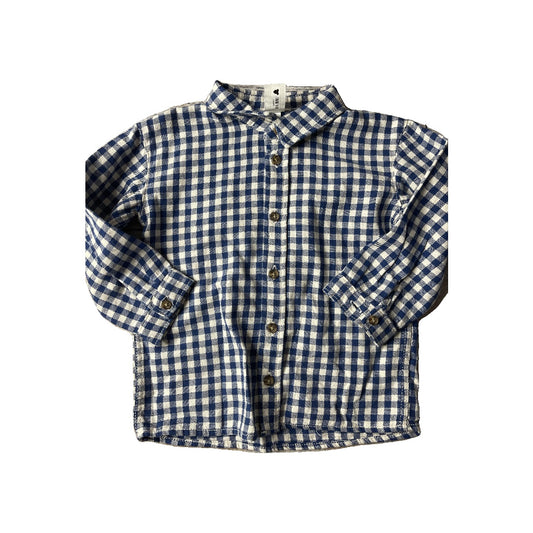 H&M Unisex Light Blue | White Button Down Short Sleeve Size: 18 months Light Blue | White