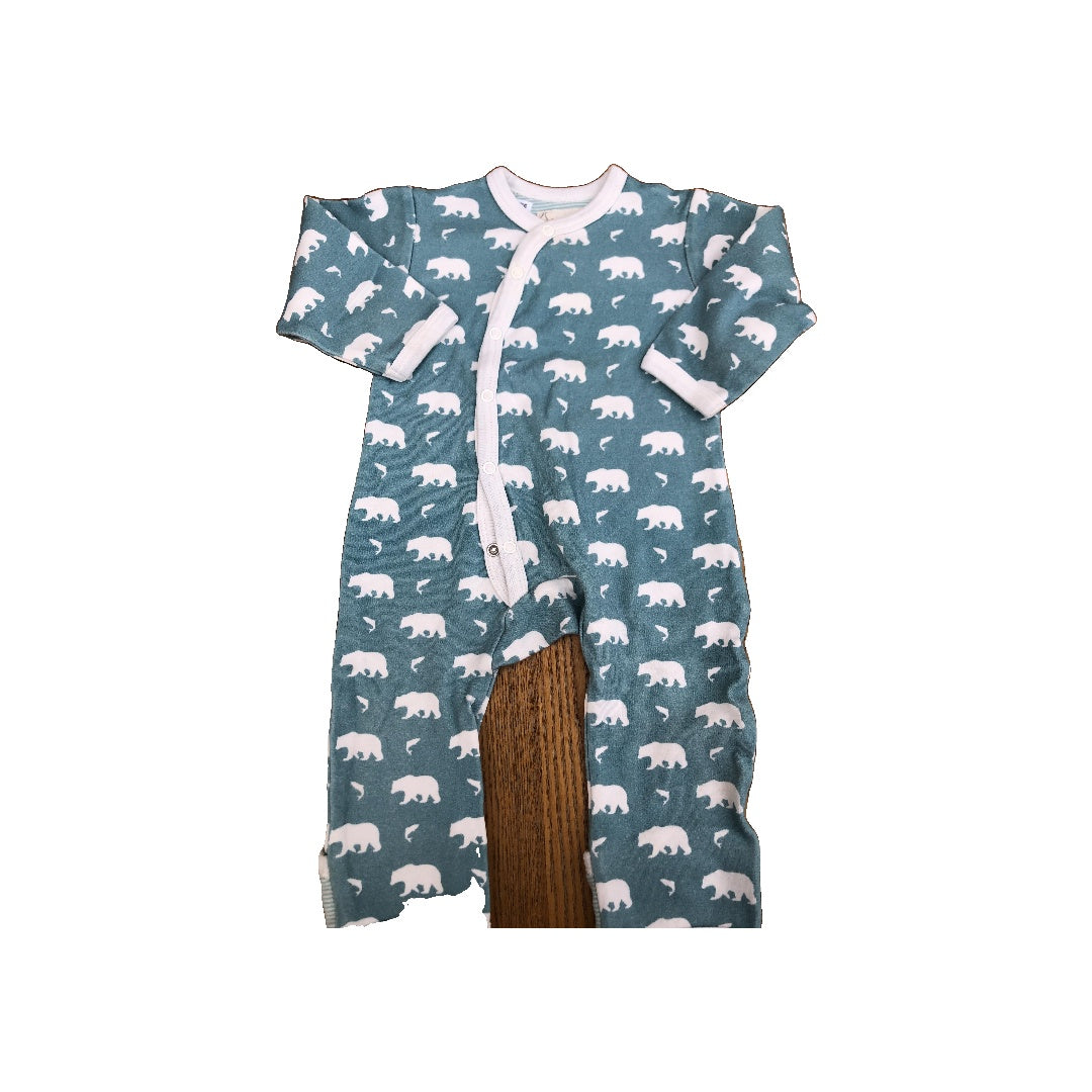 Penguin Organics Boys Light Blue | White Pajamas Size: 6-12 months Light Blue | White