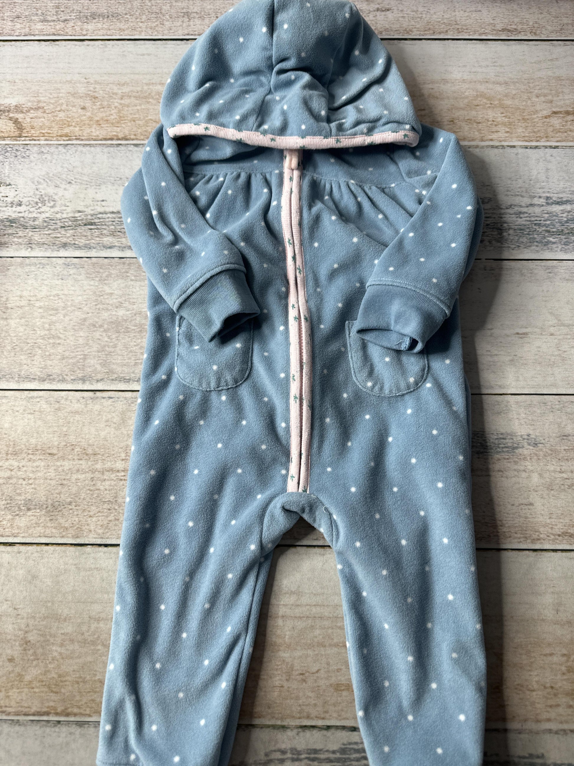 Carters Unisex Light Blue | White Long Sleeve Outfit Size: 12 months Light Blue | White