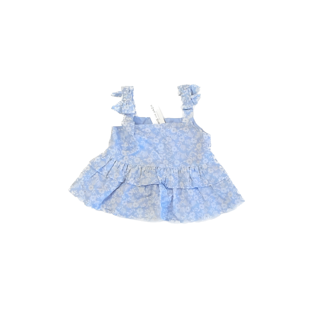 Janie and Jack Girls Light Blue | White Shirt Size: 6 Years Light Blue | White