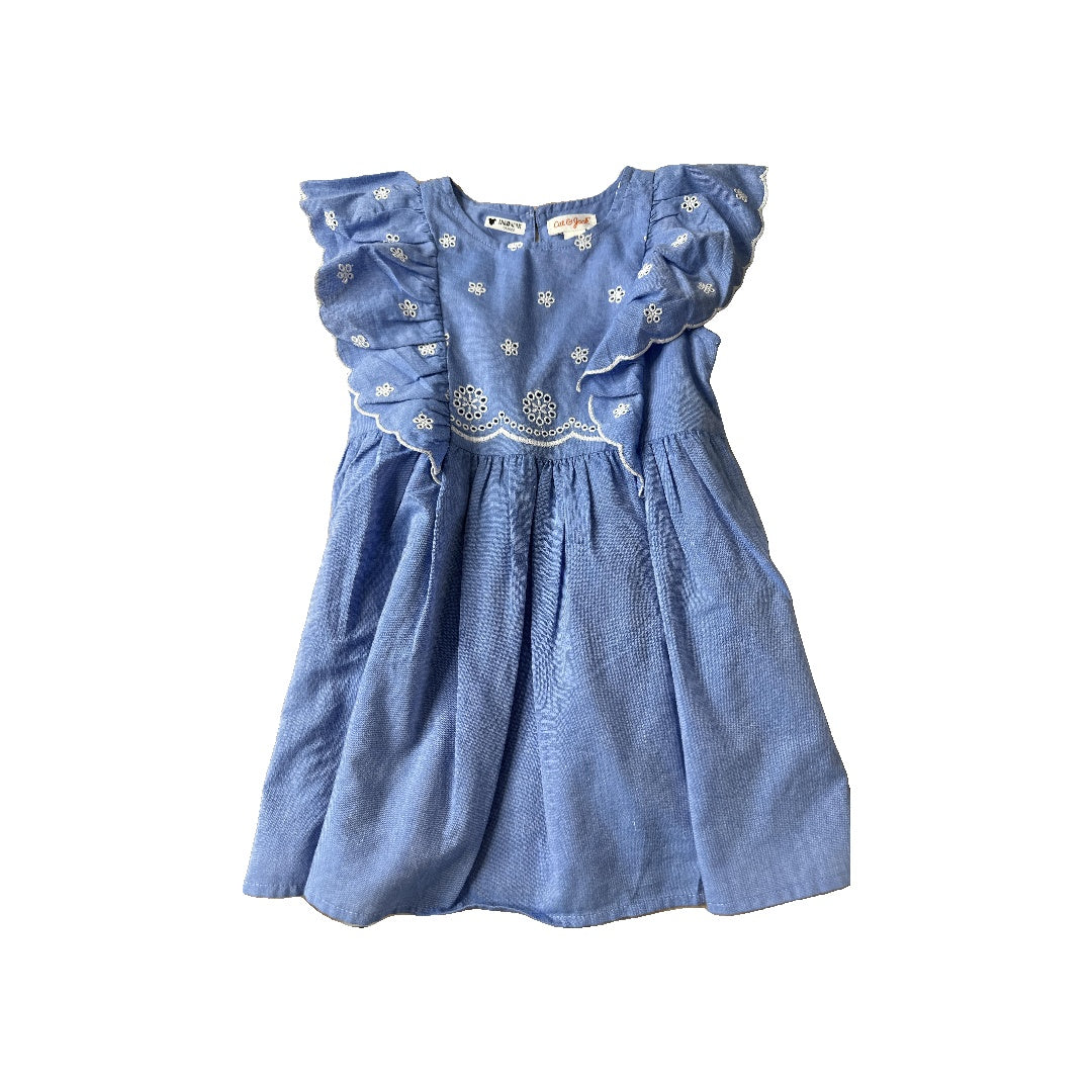 Cat & Jack Girls Light Blue | White Dress Size: 3T Light Blue | White