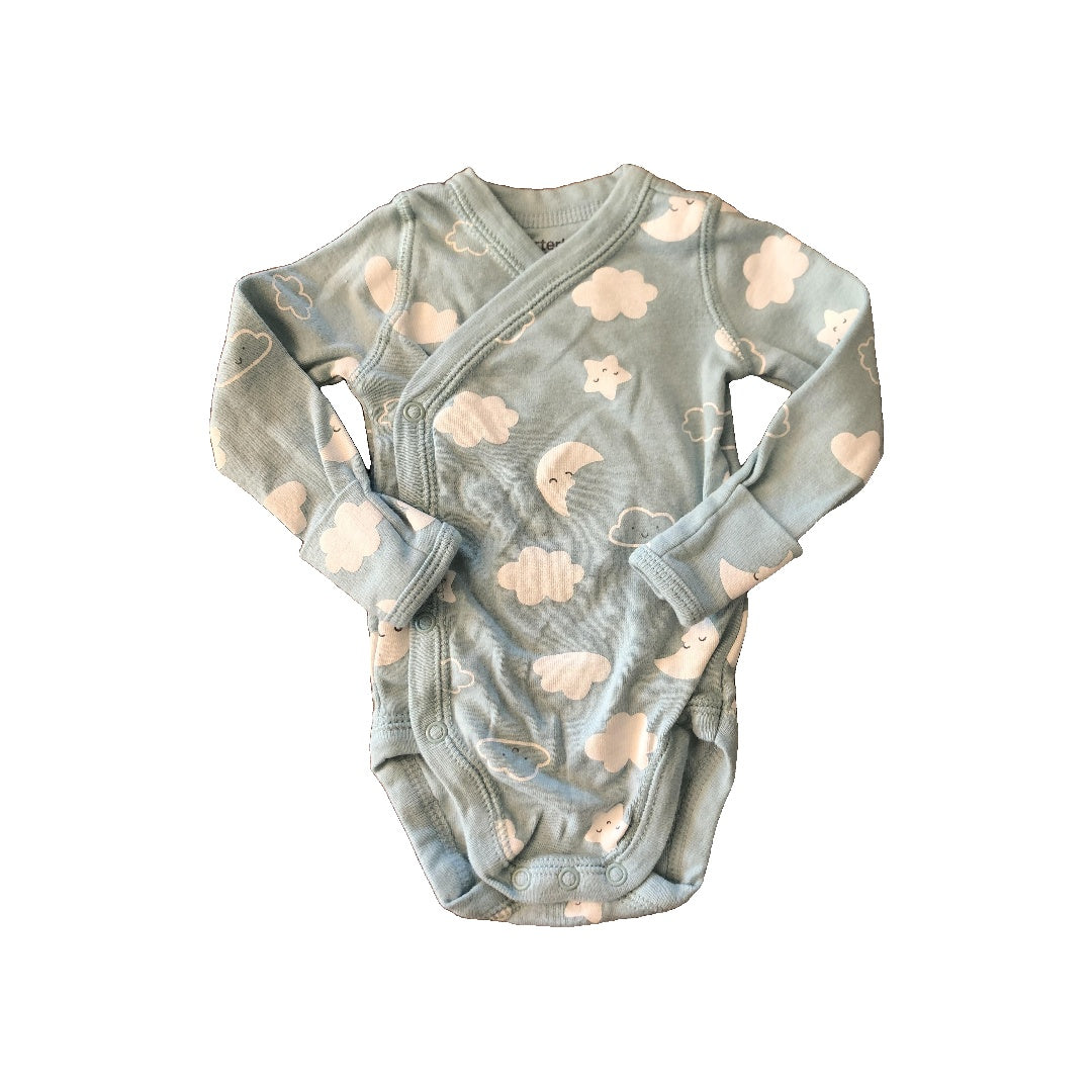 Carters Unisex Light Blue | White Onesie Size: Newborn Light Blue | White