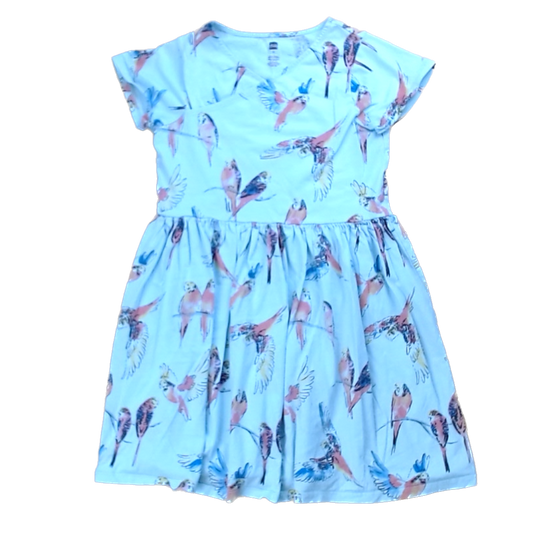 Tea Collection Girls Light Blue with Birds Dress Size: 12T Light Blue with Birds