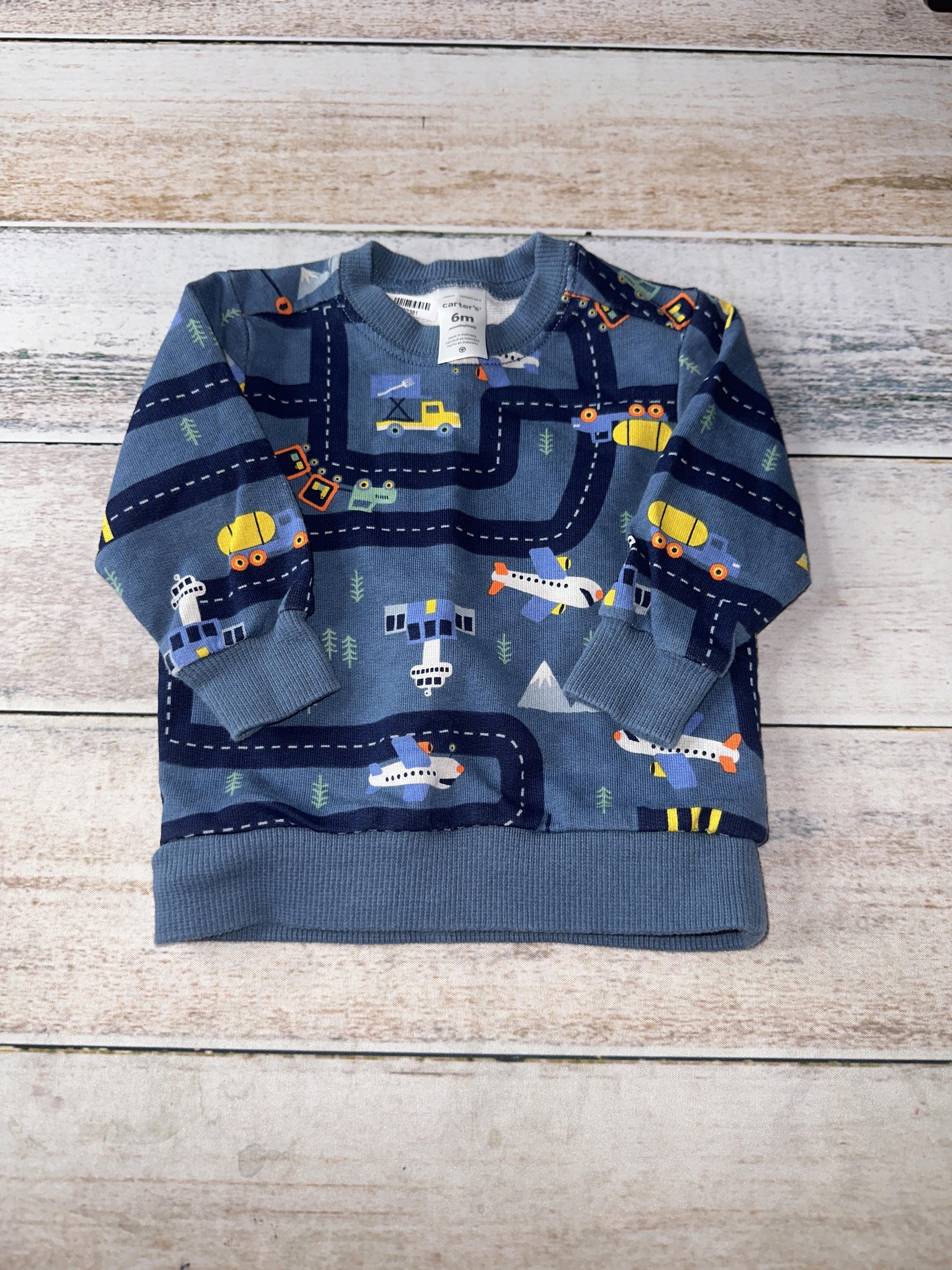 Carters Boys Light Blue | Yellow | Trucks Sweater Size: 6 months Light Blue | Yellow | Trucks