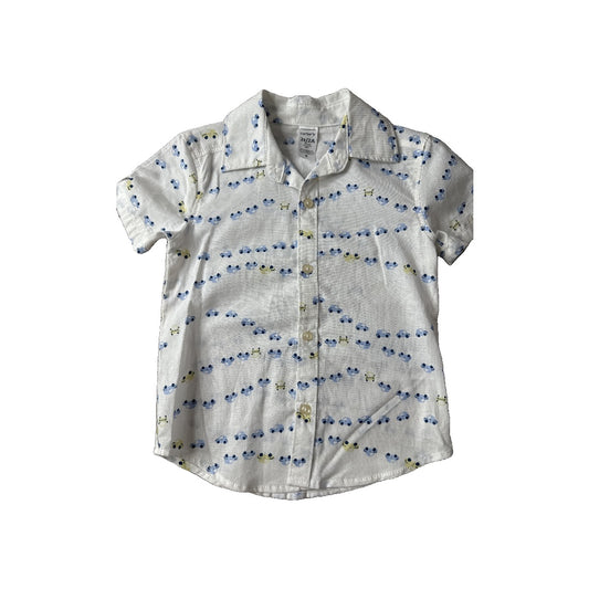 Carters Unisex Light Blue | Yellow | White Button Down Short Sleeve Size: 2 years Light Blue | Yellow | White