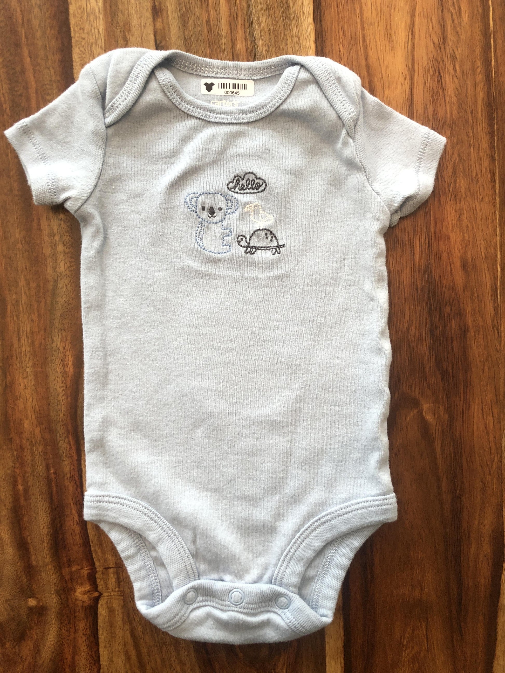 Carters Boys Light Blue Onesie Size: 3 months Light Blue